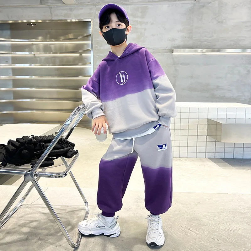 Boys' Spring And Autumn 2026 New children's Wear, Street Burst Hooded Sweatshirt And trousers, Boys' Sporty And Handsome Look