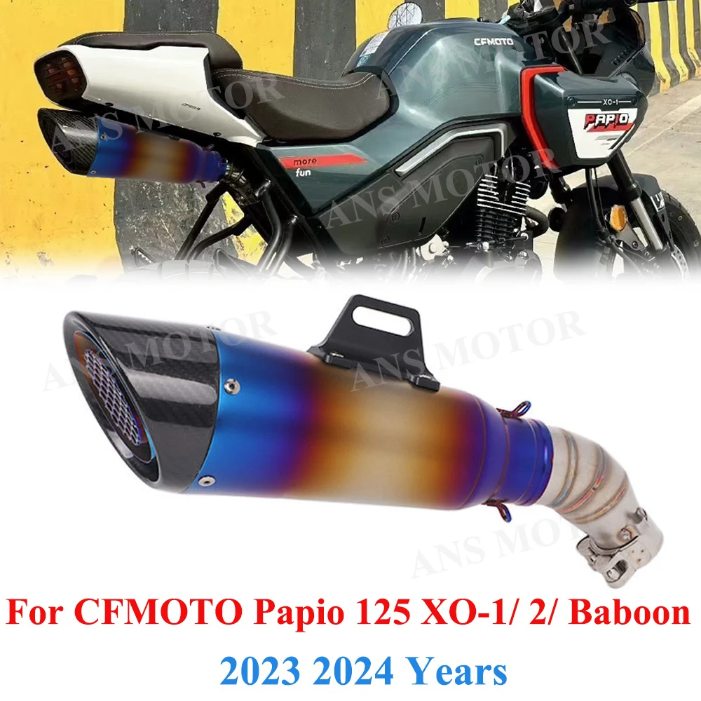 Slip On Escape For CFMOTO Papio 125 XO Baboon 2023 2024 Exhaust Middle Pipe 51MM Modify XO Exhaust With Removeable DB Killer