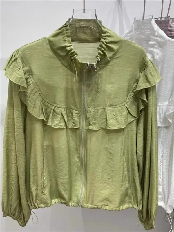 

Дышащее летнее женское пальто Jaet Japanese Sle, повседневное свободное длинное пальто с капюшоном и застежкой-молнией, защита от ультрафиолета