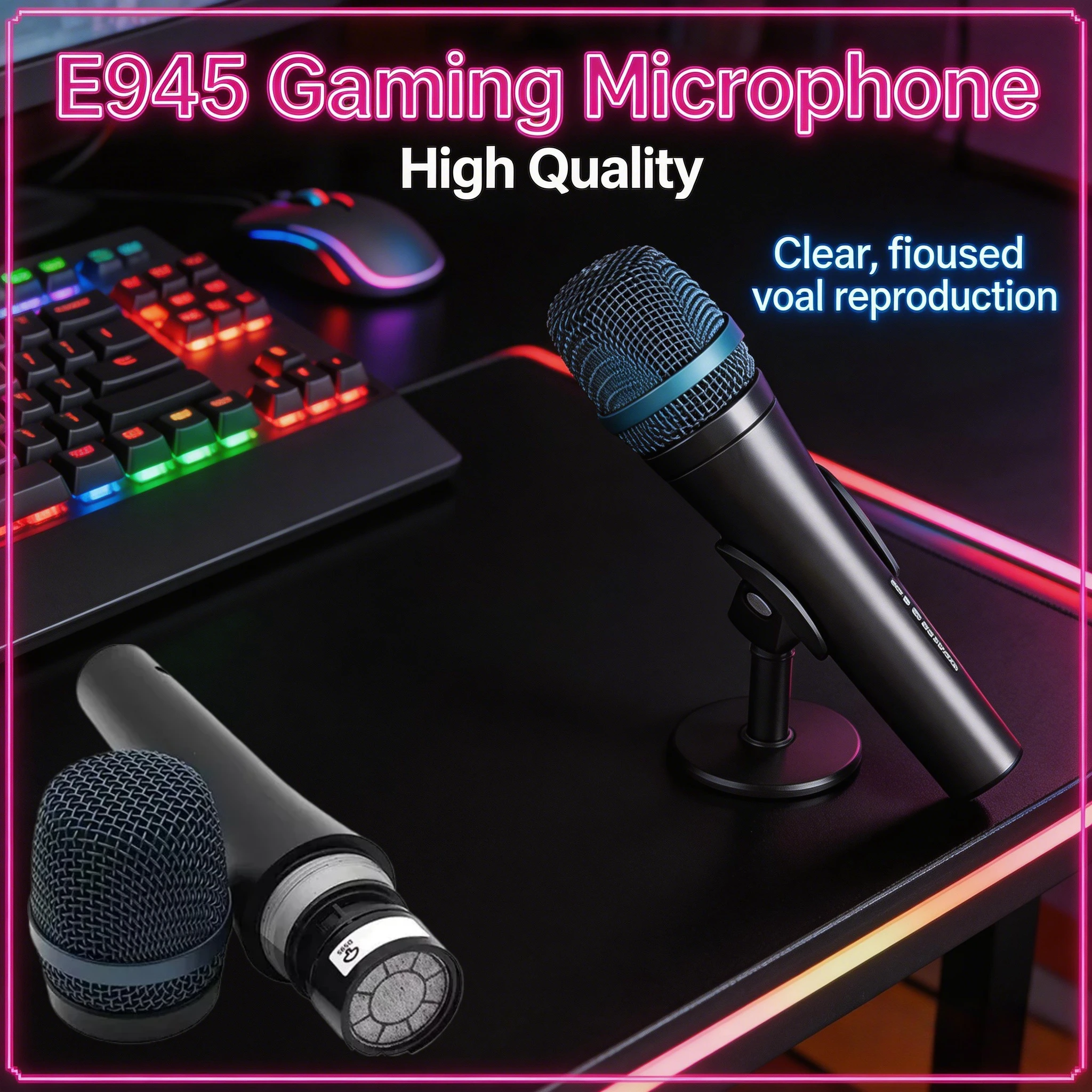 

Professional E945 Dynamic Vocal Microphone Super Cardioid Metal Body Mic for Live Performance KTV Streaming Conference 3PCS