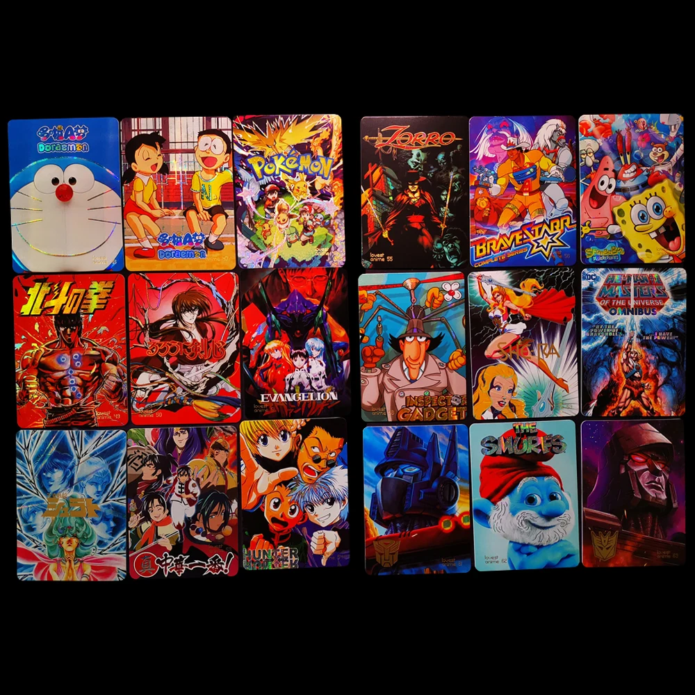 18Pcs/set Anime Flash Cards Naruto Dragon Ball Yuyu Hakusho Death Note Gintama Saint Seiya Game Anime Collection Cards Toys