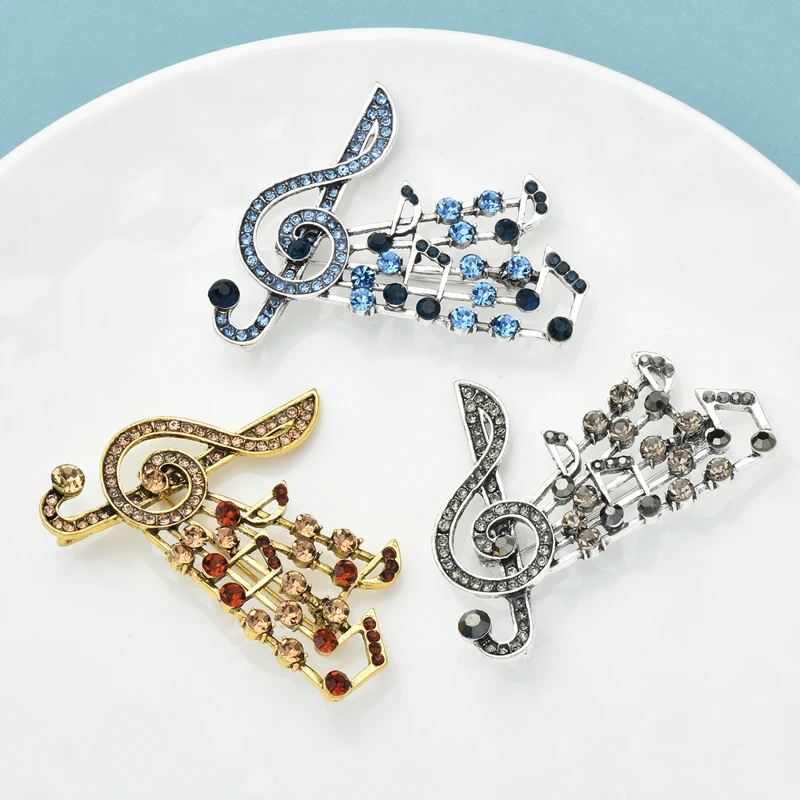 Wuli&baby Musical Note Brooches For Women Unisex 3-color Classic Music Lover Party Office Brooch Pin Gifts