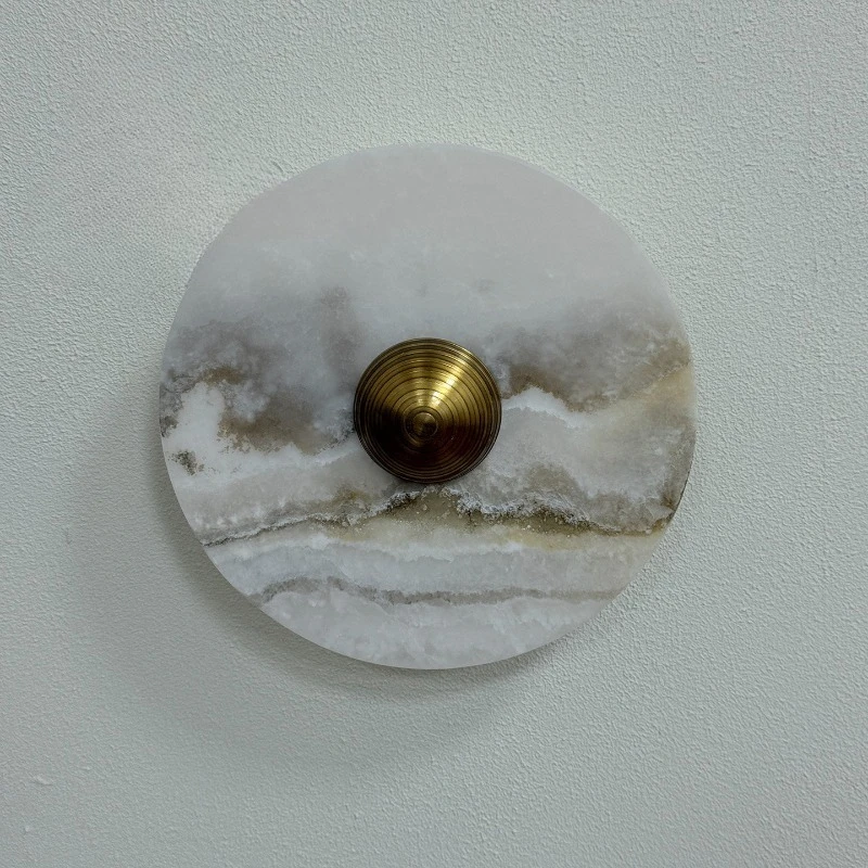 French Luxury Natural Agate & Jade Wall Lamp Designer Style Hotel Background Wall Lighting Living