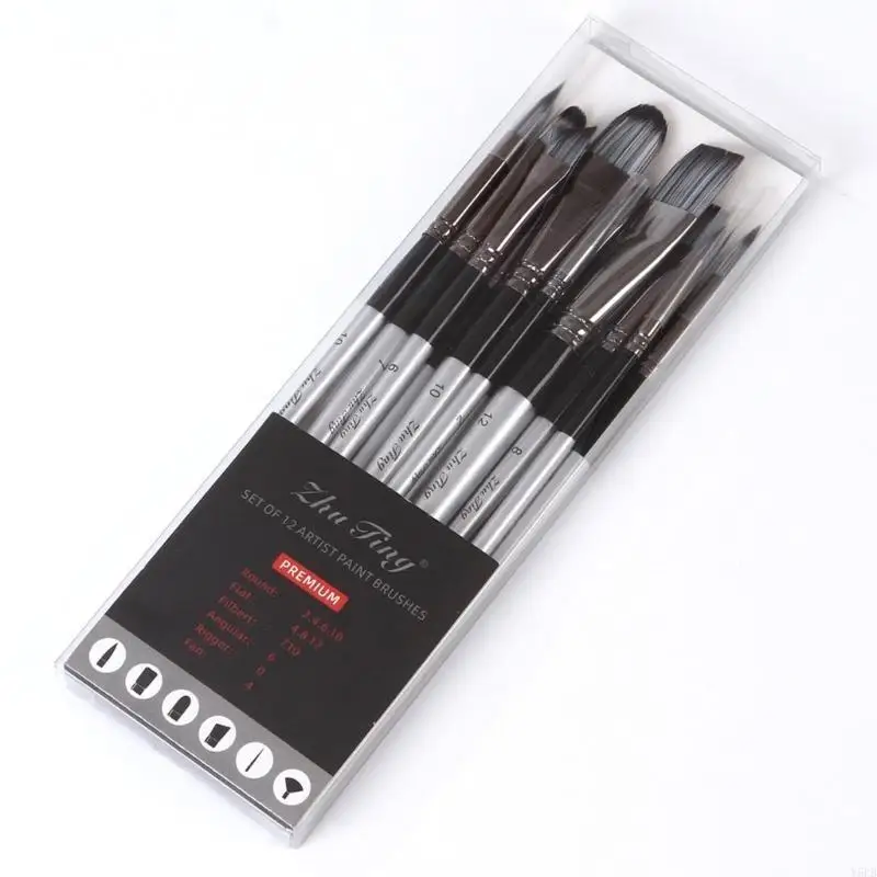 

Y5LB 12PCS Professional Artist Paintbrush for Beginner Watercolor Gouache Painting