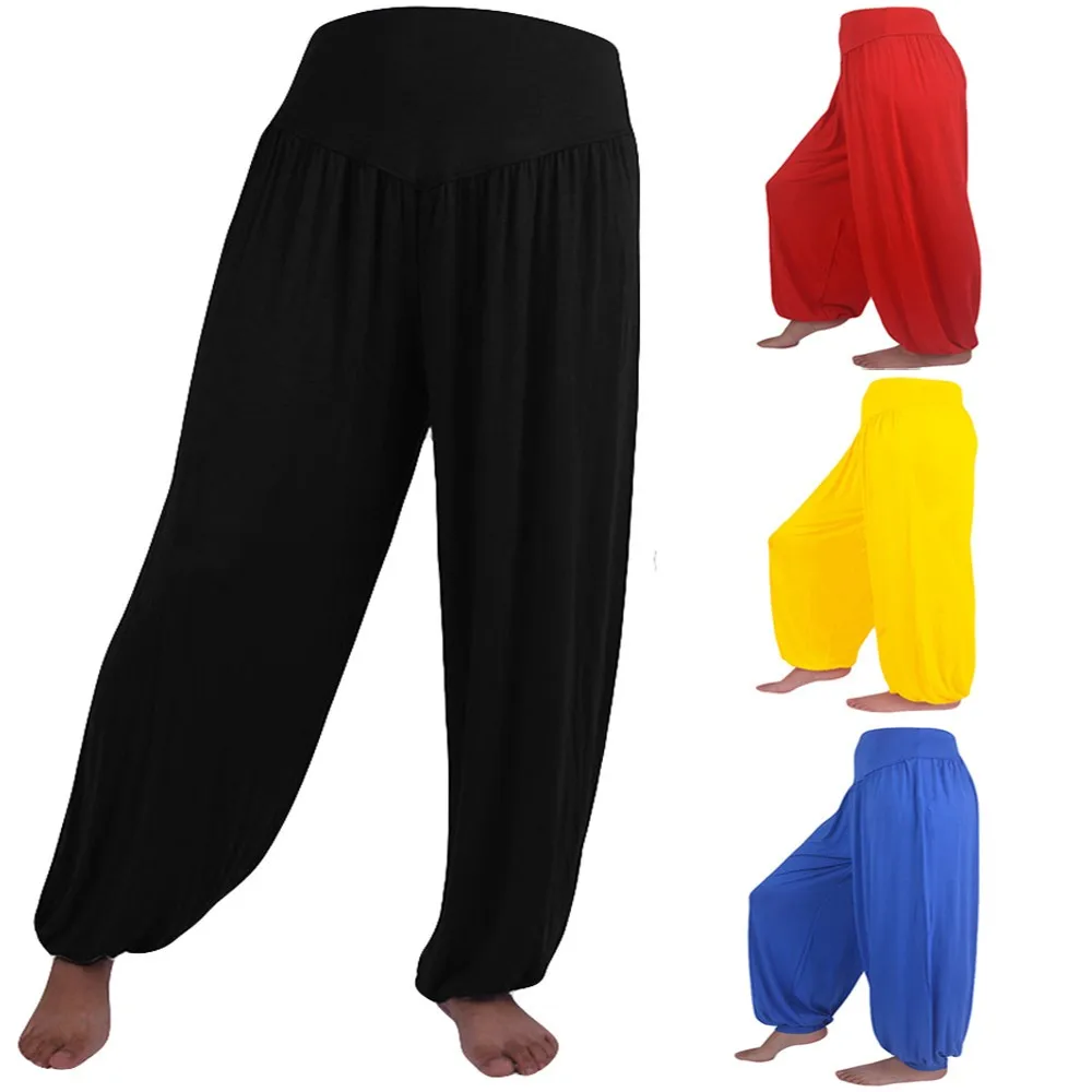 Female Elastic High Waist Loose Casual Cotton Comfortable And Breathable Colorful Yoga Sports Dance Thin Pleated Harlen Pants