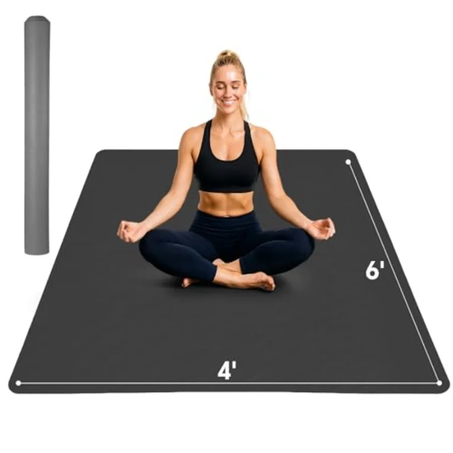

Очень большой коврик для йоги 6'x4' (183x122 см) с нескользящим покрытием, ультрапрочный, для домашних тренировок, йоги, пилатеса, растяжки, упражнений босиком, натурального цвета