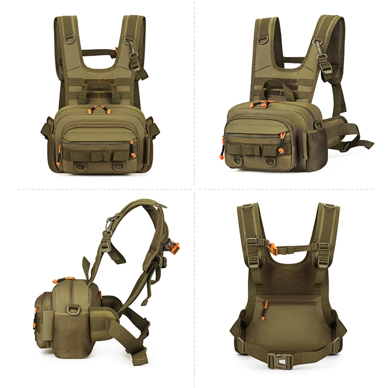 Men Chest Bag Tactical Fishing Backpack with Rod Holders Lure LUYA Vest Gear Storage Pack Molle Outdoor Hiking Funny Pouch view 6
