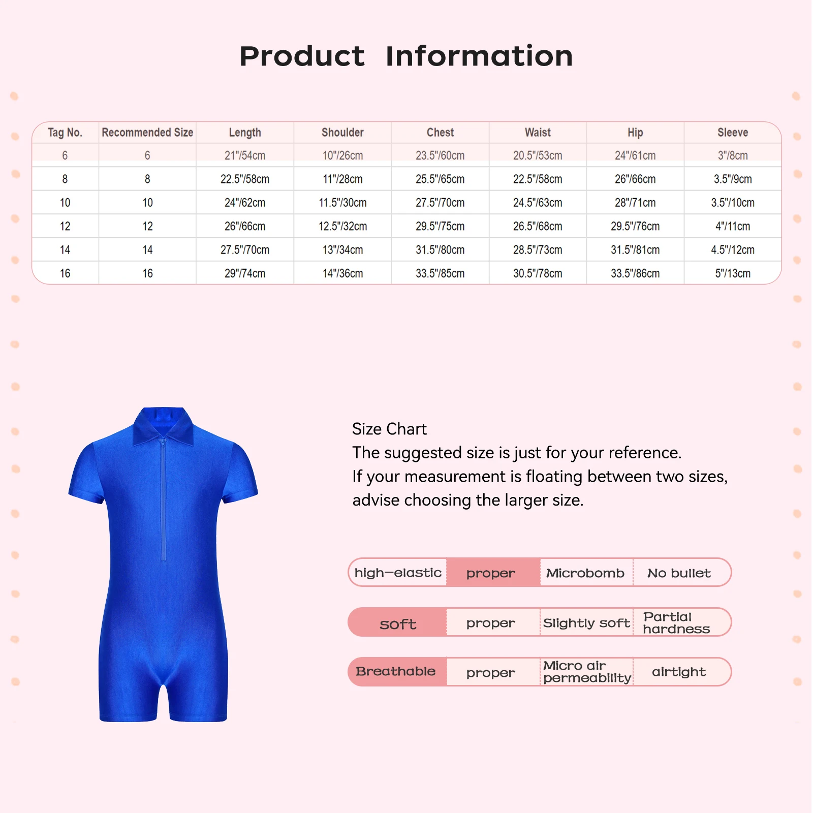 Kids Boys Zipper Ballet Leotard Turn-Down Collar Short Sleeve Jumpsuit for Training Performance Competition