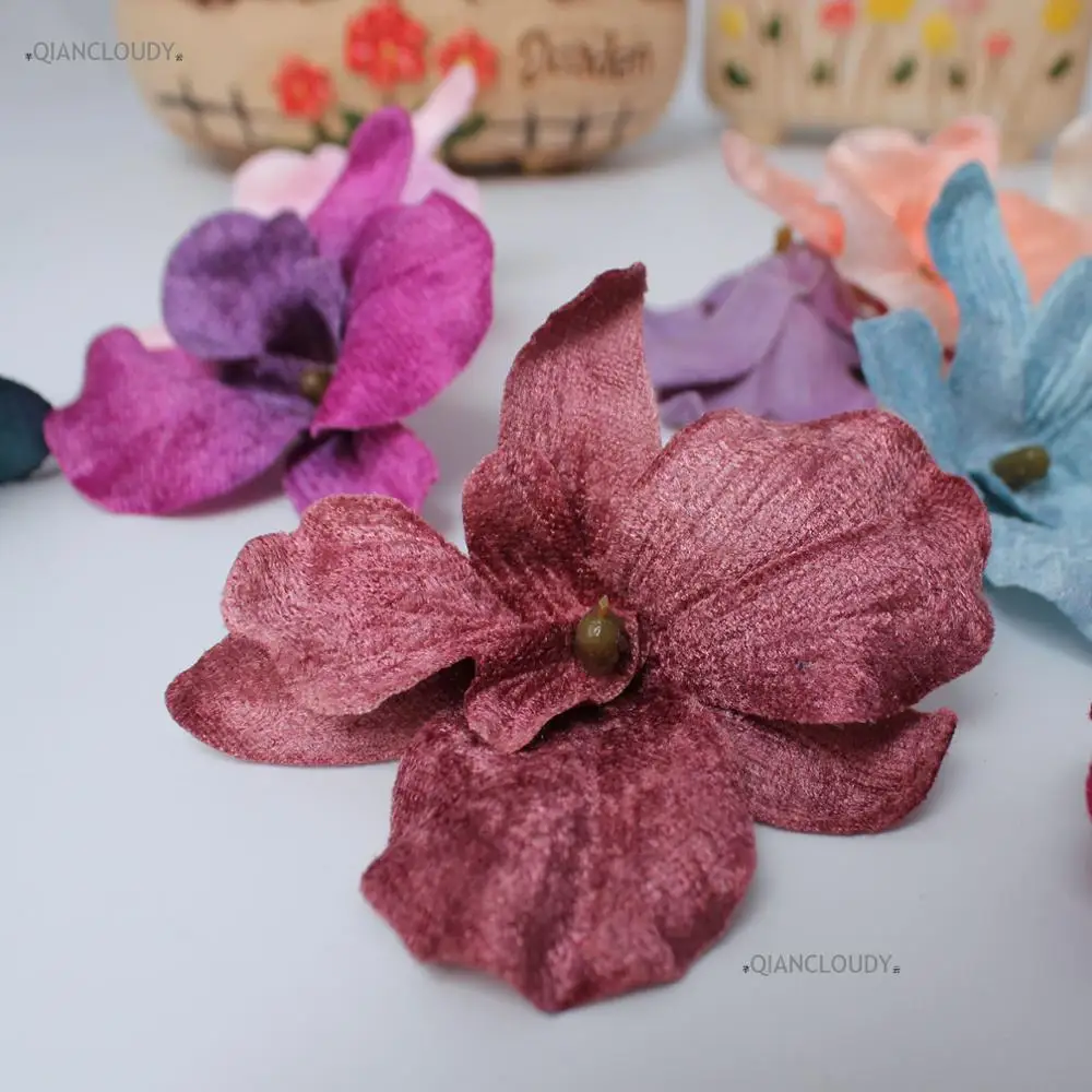 Qiancloudy 12 Pieces Wedding Velvet Orchid Artificial Silk Flower Heads Christmas Bright Flowers Magnolia A32 High Quality