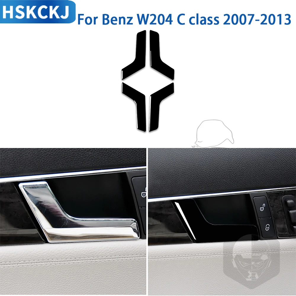 

For Mercedes Benz C Class W204 2007-2013 Car Accessories Interior Inner Door Handle Panel Trim Sticker Modification Piano Black