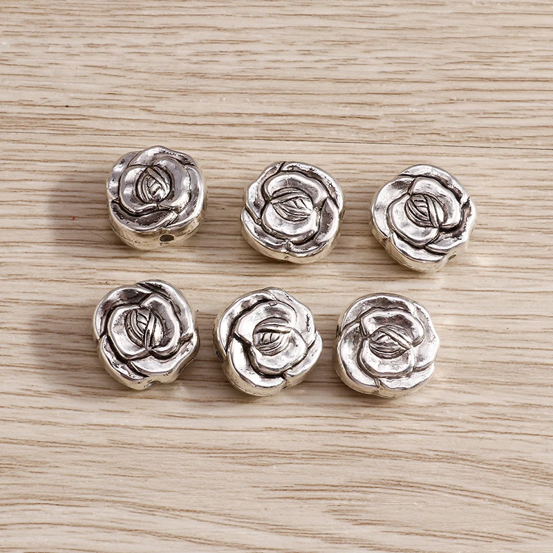 Tusember 20 Stück Antik-Silberfarbene Rosenblüten-Charms-Perlen-Anhänger für Halsketten, Ohrringe, handgefertigte Schmuckzubehörteile, DIY-Schmuck – Detail 4