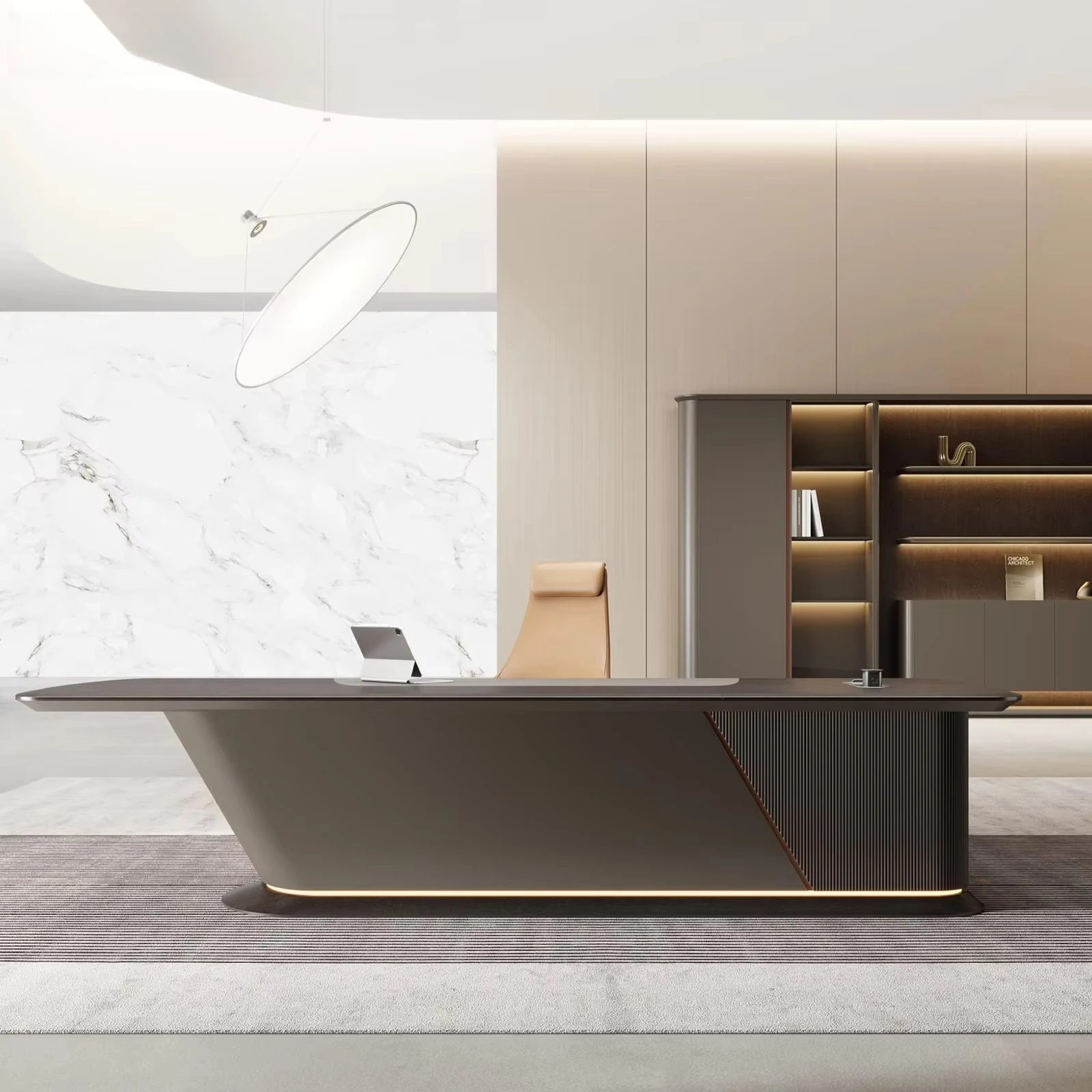 #`Customize finishes,laminates, wood and veneer office furniture overall solution of boss's Staff office supporting facilities