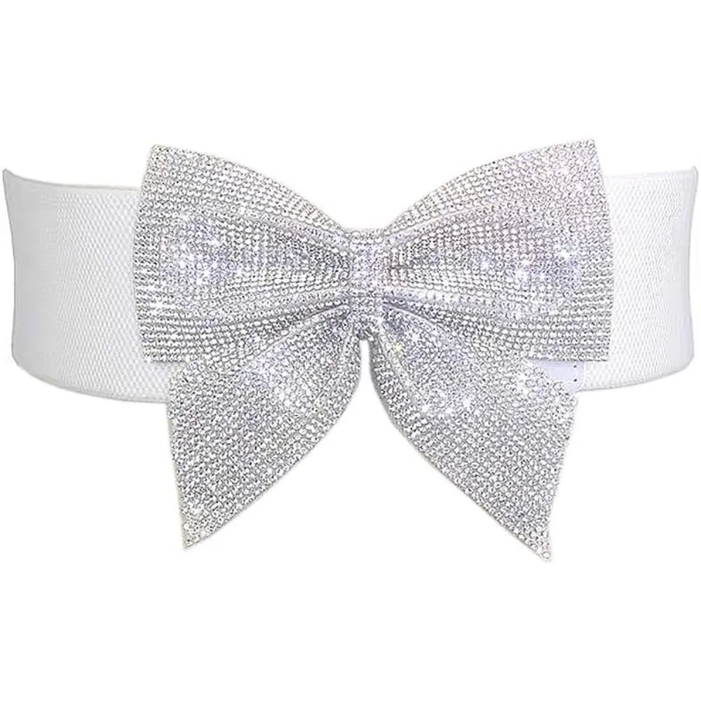 Feminino grande strass arco elástico peplum cintura larga vestido de festa de casamento cintos para mulher blingbling espartilho