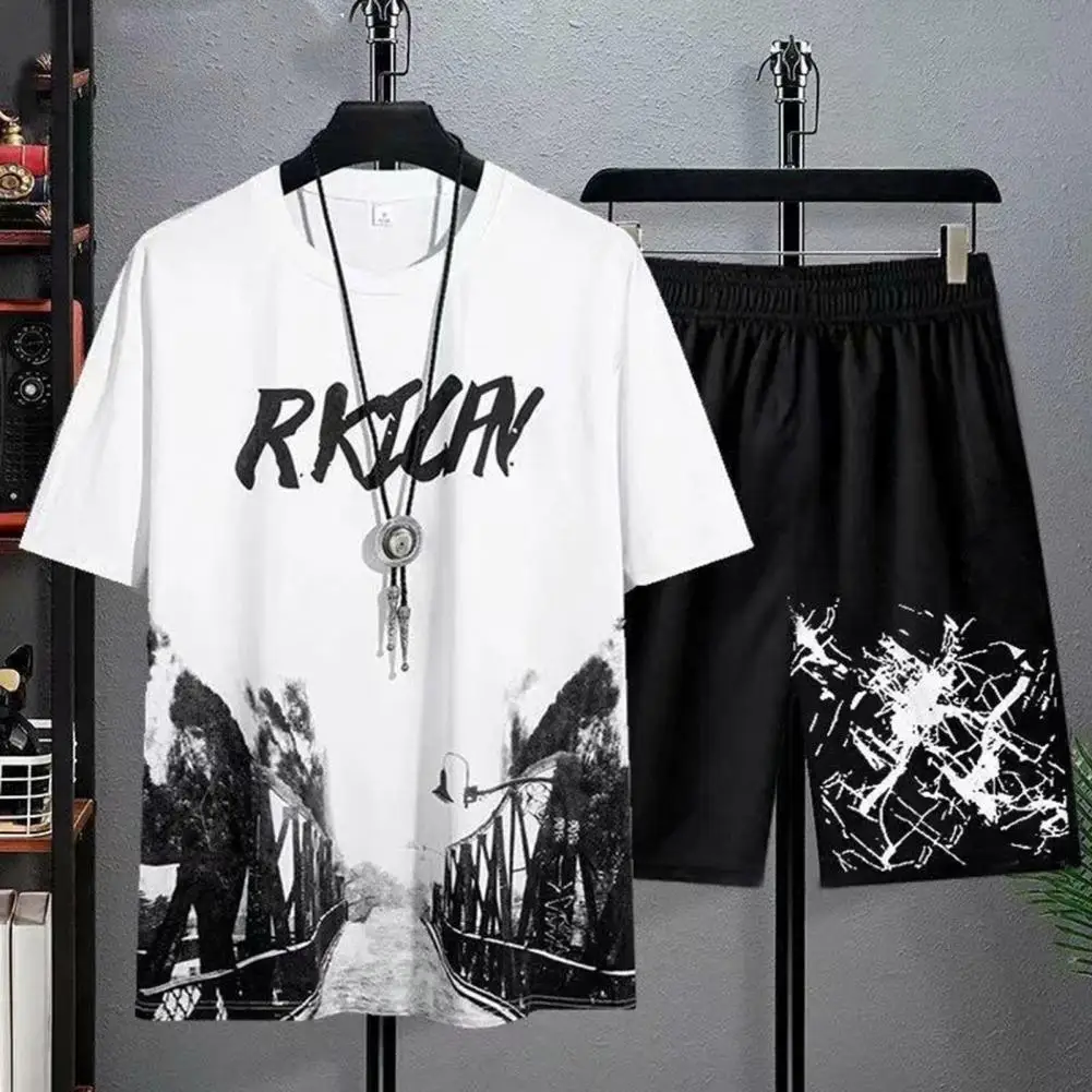 2Pcs/Set Men Tracksuits O-Neck Short Sleeve Casual Outfit 3d Printing tshirt Shorts Sportswear Oversized Fashion Man Clothes Set