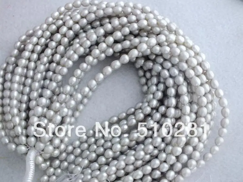 Wholesales  10strand/lot 7-8mm  AAA Loose grey Freshwater Rice Pearl,  15