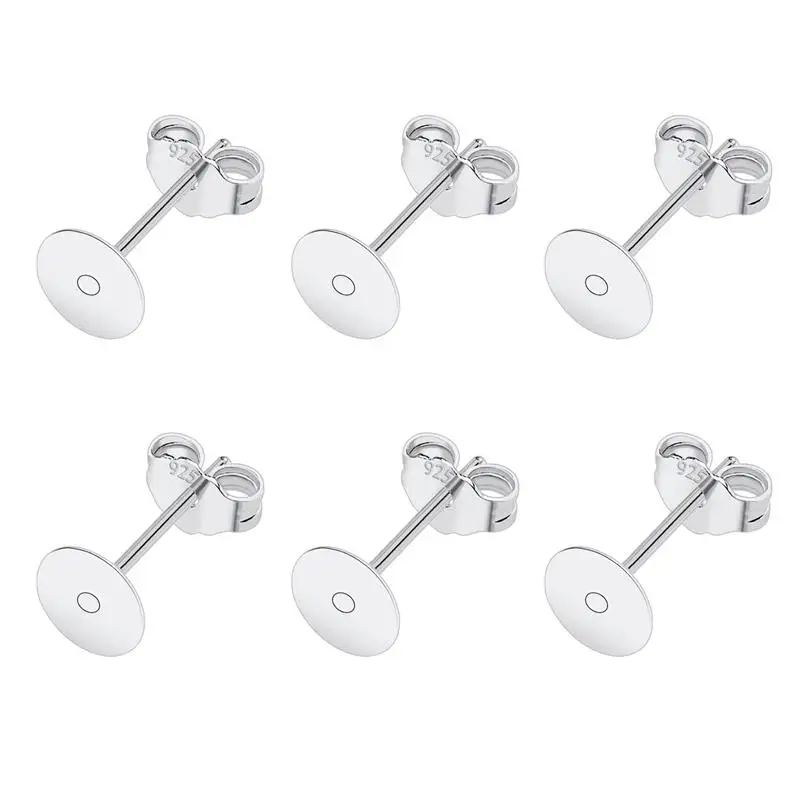 50 stks/partij 925 Verzilverd Blank Post Earring Studs Base Pin Met Oorbel Plug Bevindingen Oor Terug DIY Sieraden Maken Accessoires