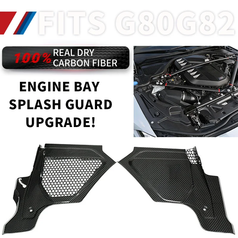 Real Dry Carbon Fiber Engine Bay Splash Guard For BMW G80 M3 G82 G83 M4 2021+ Engine Compartment Panel Auto Accessories