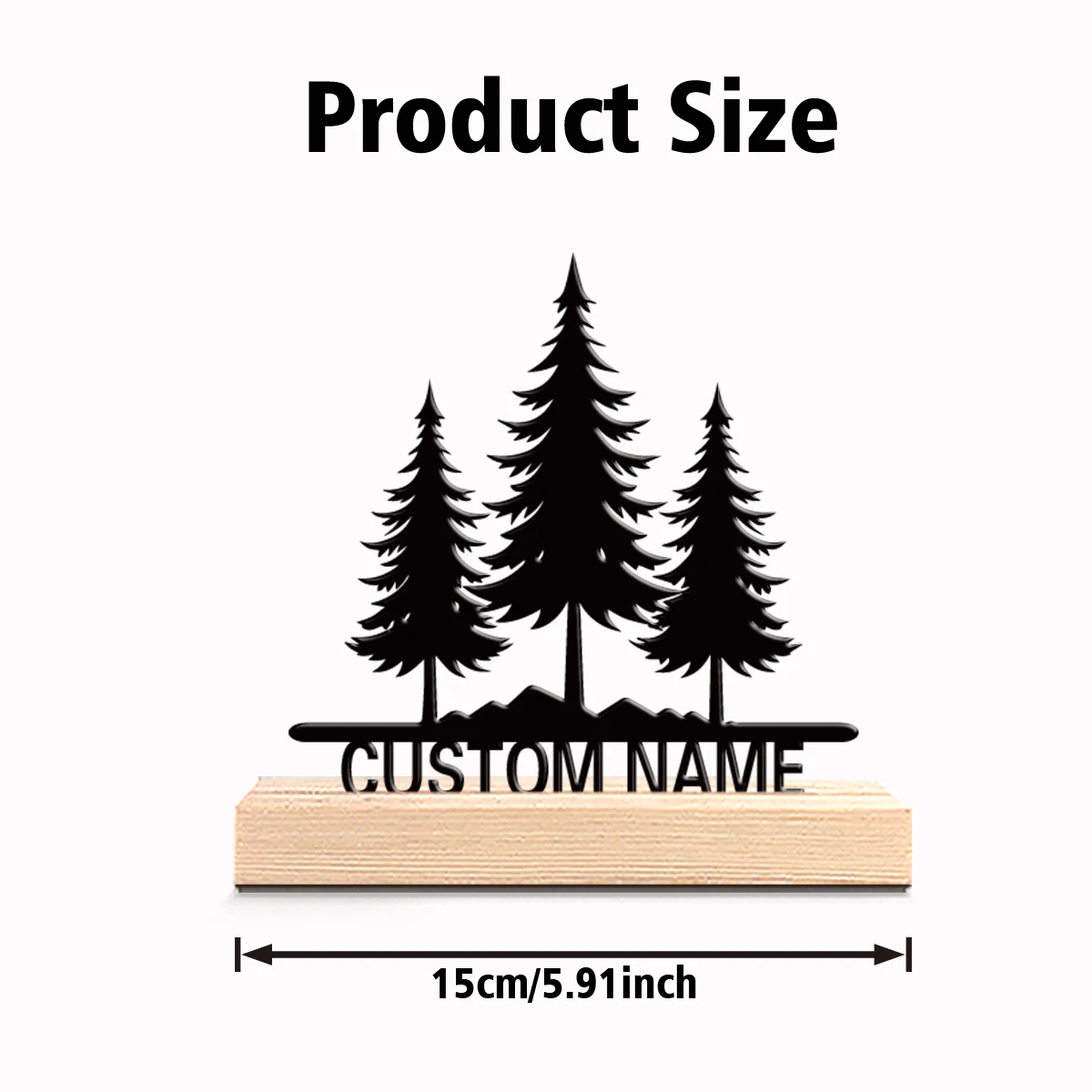 1pc Fun Personalized Custom Forest Metal Statues Modern Wooden Base Decor for Office Living Room Nature-Inspired