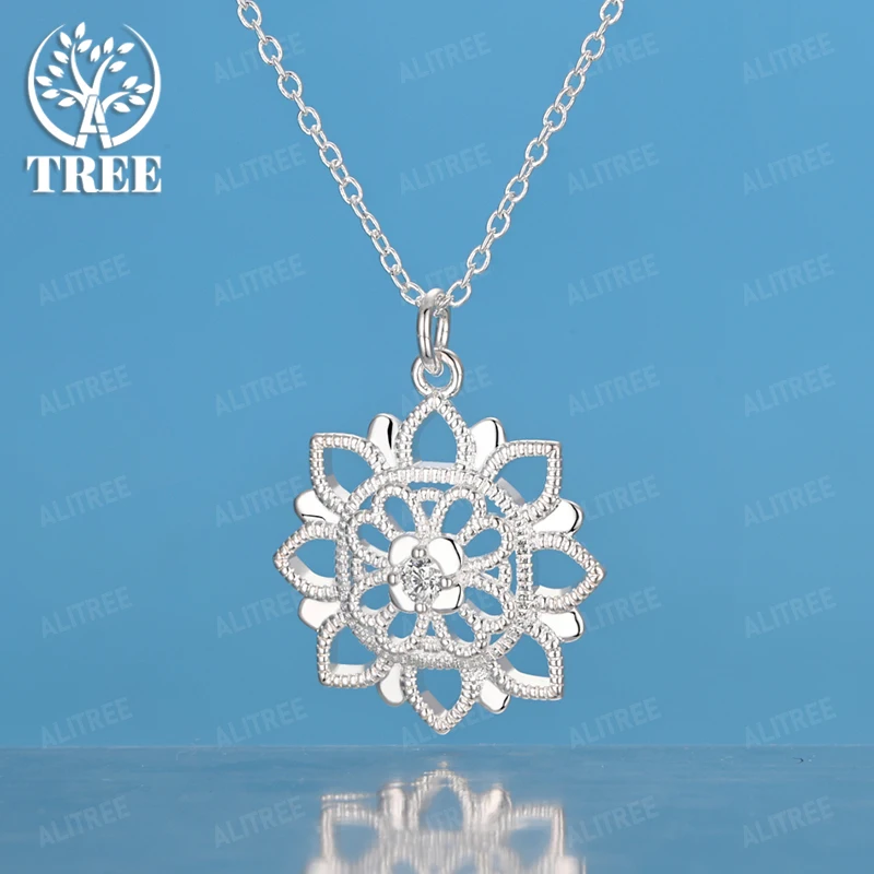 

AAA Zircon 925 Sterling Silver Flower Pendant Necklace For Women 40-75cm Chain Wedding Party Fashion Fine Jewelry Accessories