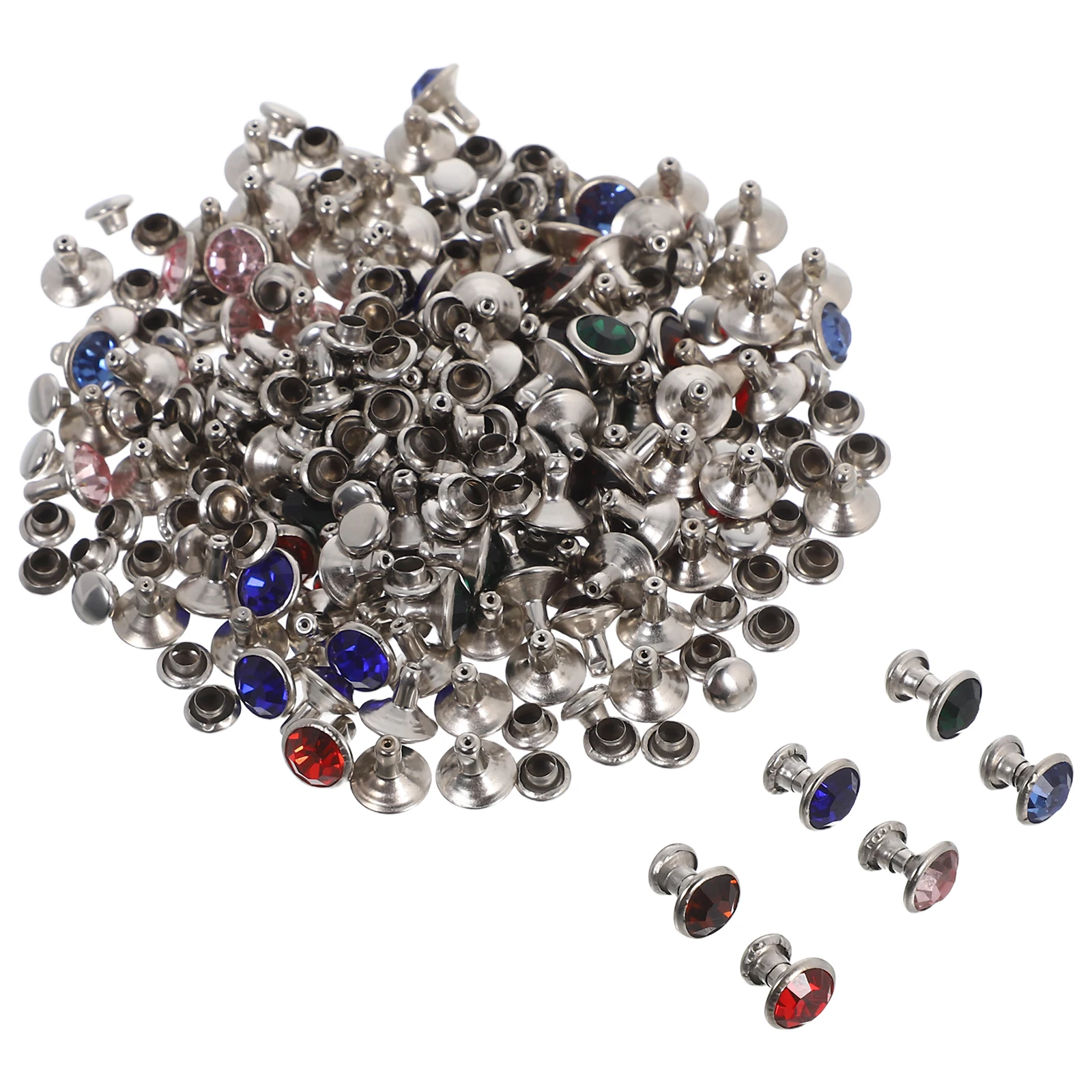 

120pcs 8Mm Rhinestone Rivets Studs Crystal Craft Diy Accessories For Bags Shoes Belts Dog Collar Garments Making