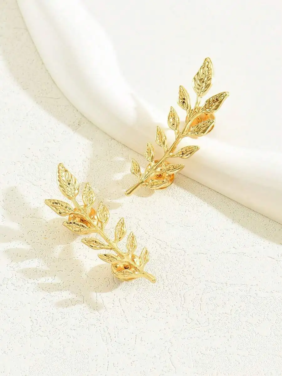 

Stylish Metal Leaf Branch Brooch For Lapel Shirt Collar Decor Unisex