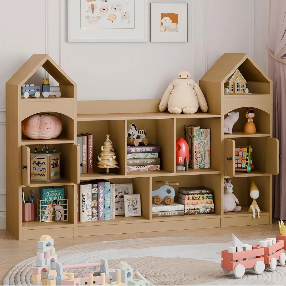 Castle Shape Children's Bookshelf,Kids Toy StorageOrganizer Kids Bookcase Display CaseMultifunctional Storage Cabinet Bookshelf