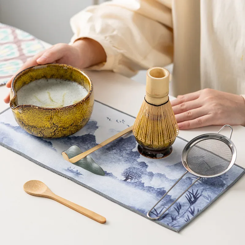 

Набор из 8 больших чаш для матча с бамбуковым венчиком и кистью, чайная чаша в японском стиле для любителей матча