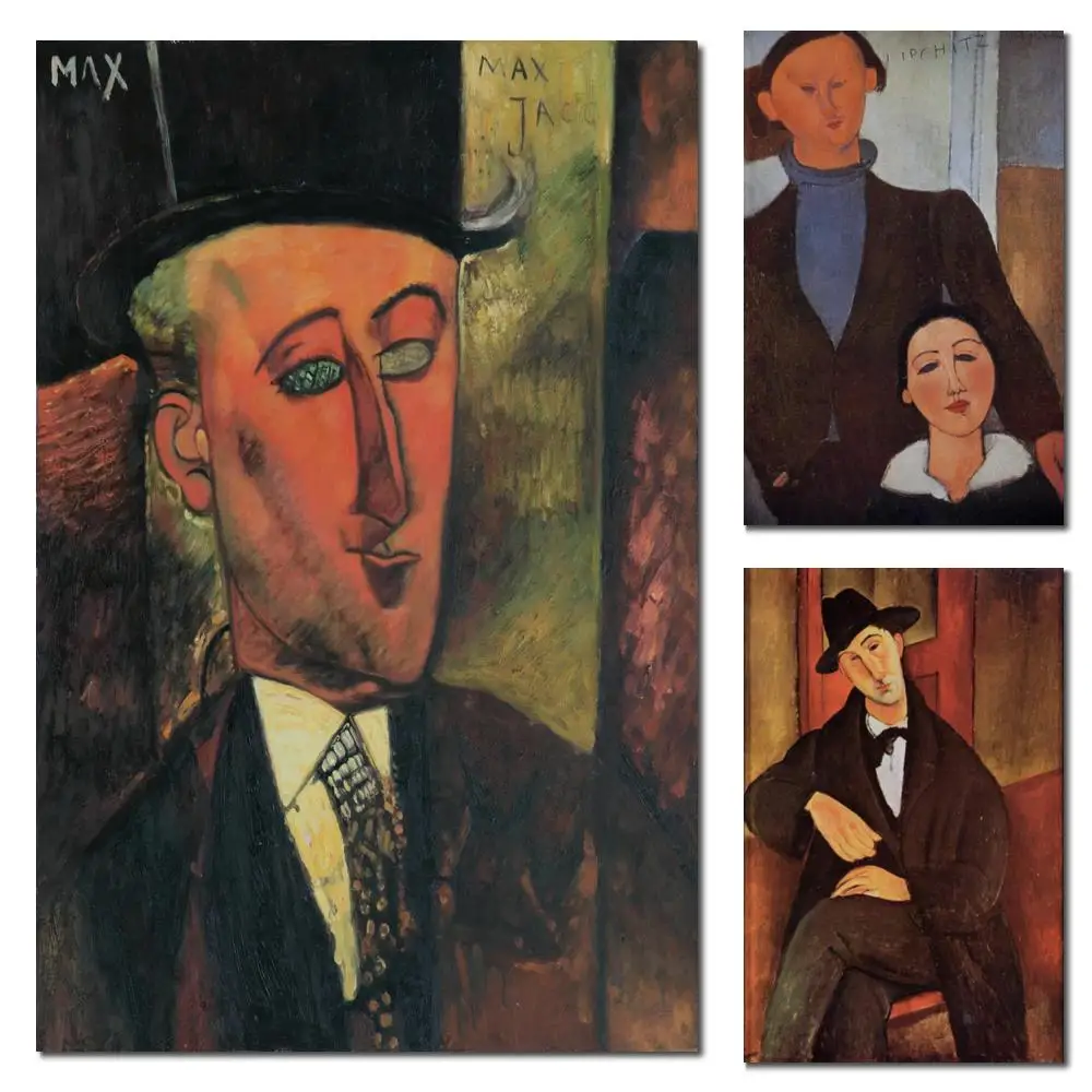 

Amedeo Modigliani Max Jacob Man Portrait Oil Painting Large Size Canvas Picture Hand Painted for Living Room Decor