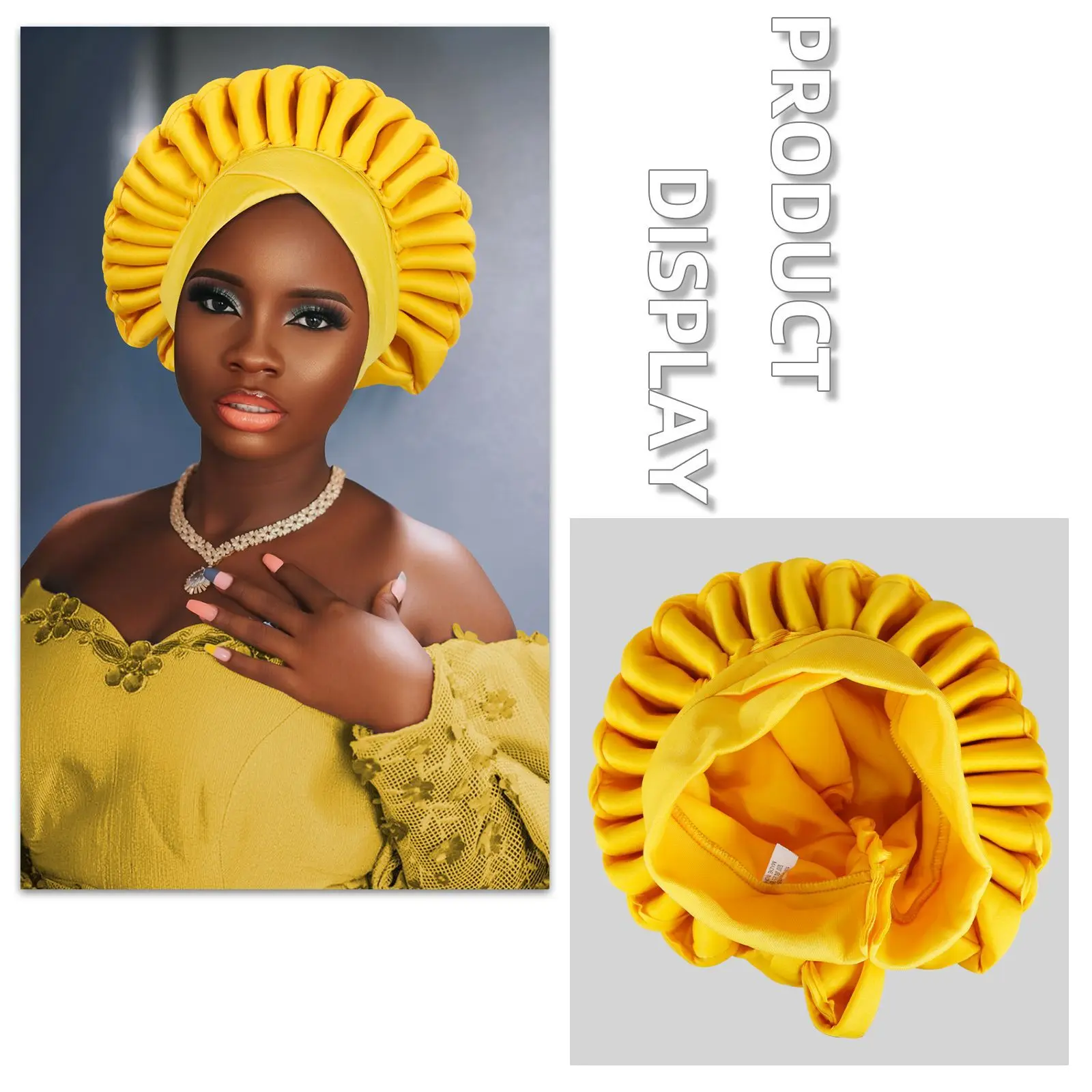 アフリカのターバンキャップ、女性用ヘッドタイ、すぐに着用できるオートゲレ、女性用ヘッドラップ、ムスリムヒジャブ、ナイジェリアのウェディングゲレ、ボンネットハット