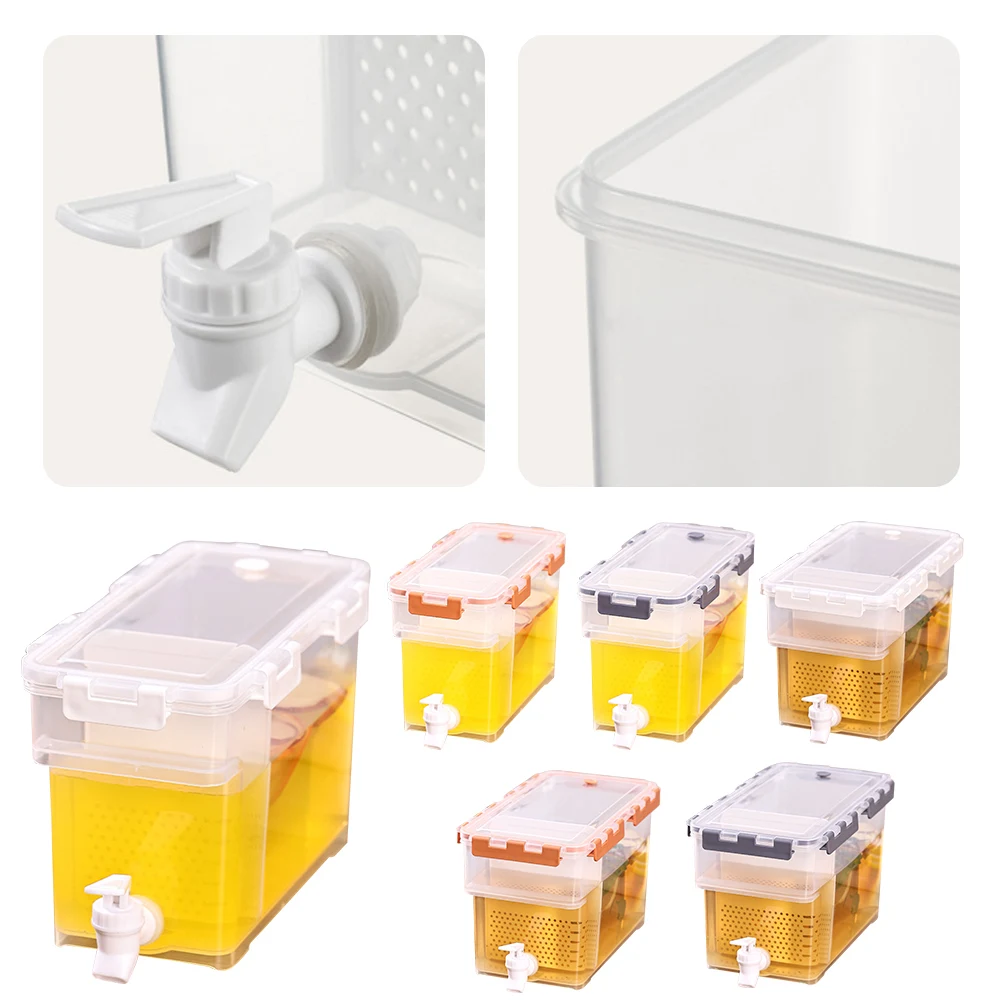 Hervidor frío de 3,5/5/6/10L, dispensador de bebidas a prueba de fugas, herramienta de cocina, jarras de frutas, cubo de agua para refrigerador con grifo