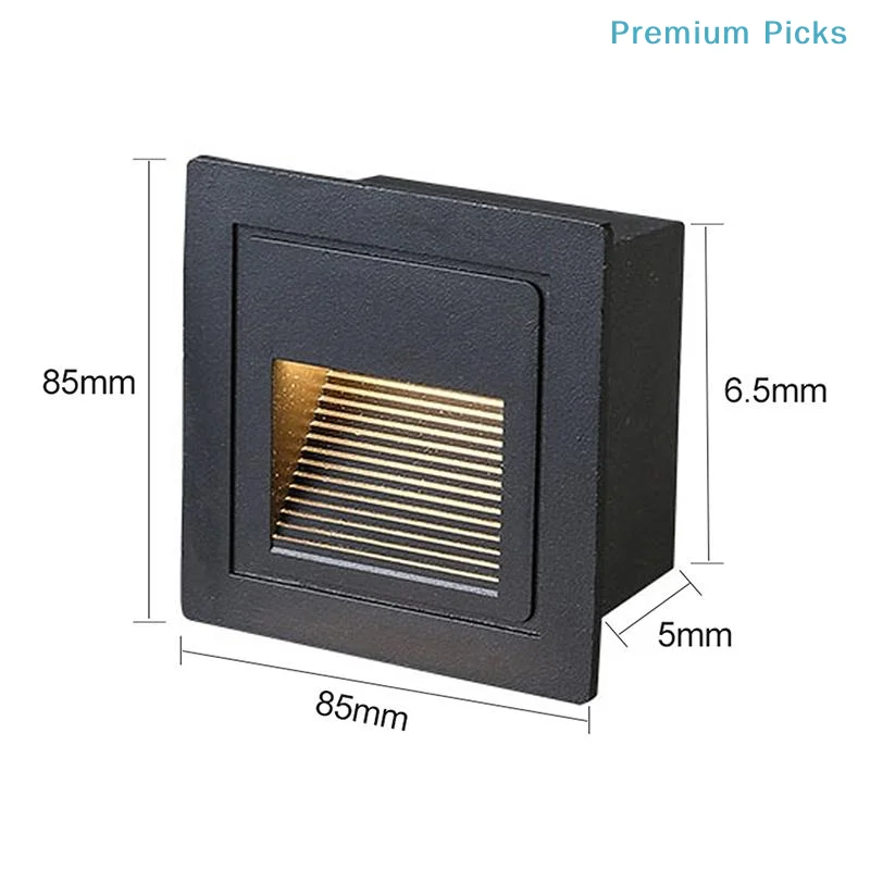 3W LED Waterproof Recessed Wall Step Light Warm White for Indoor Outdoor Stair Hallway Balcony Path Safety Decor Lighting
