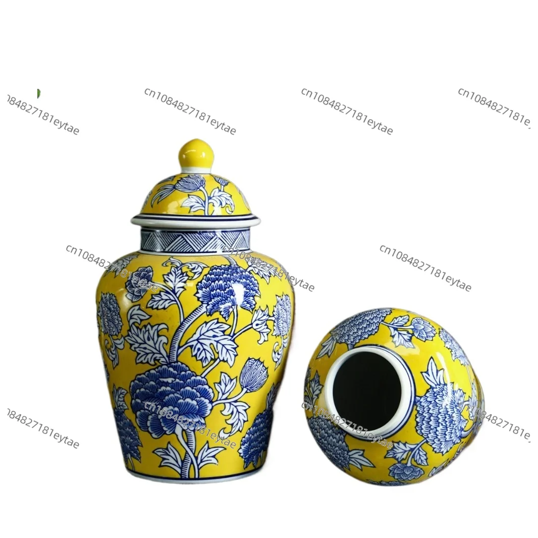 

Blue and White Porcelain Ceramic Vase, Chinese Storage Jar General's Style, Pomegranate Flowerpot Home Decor