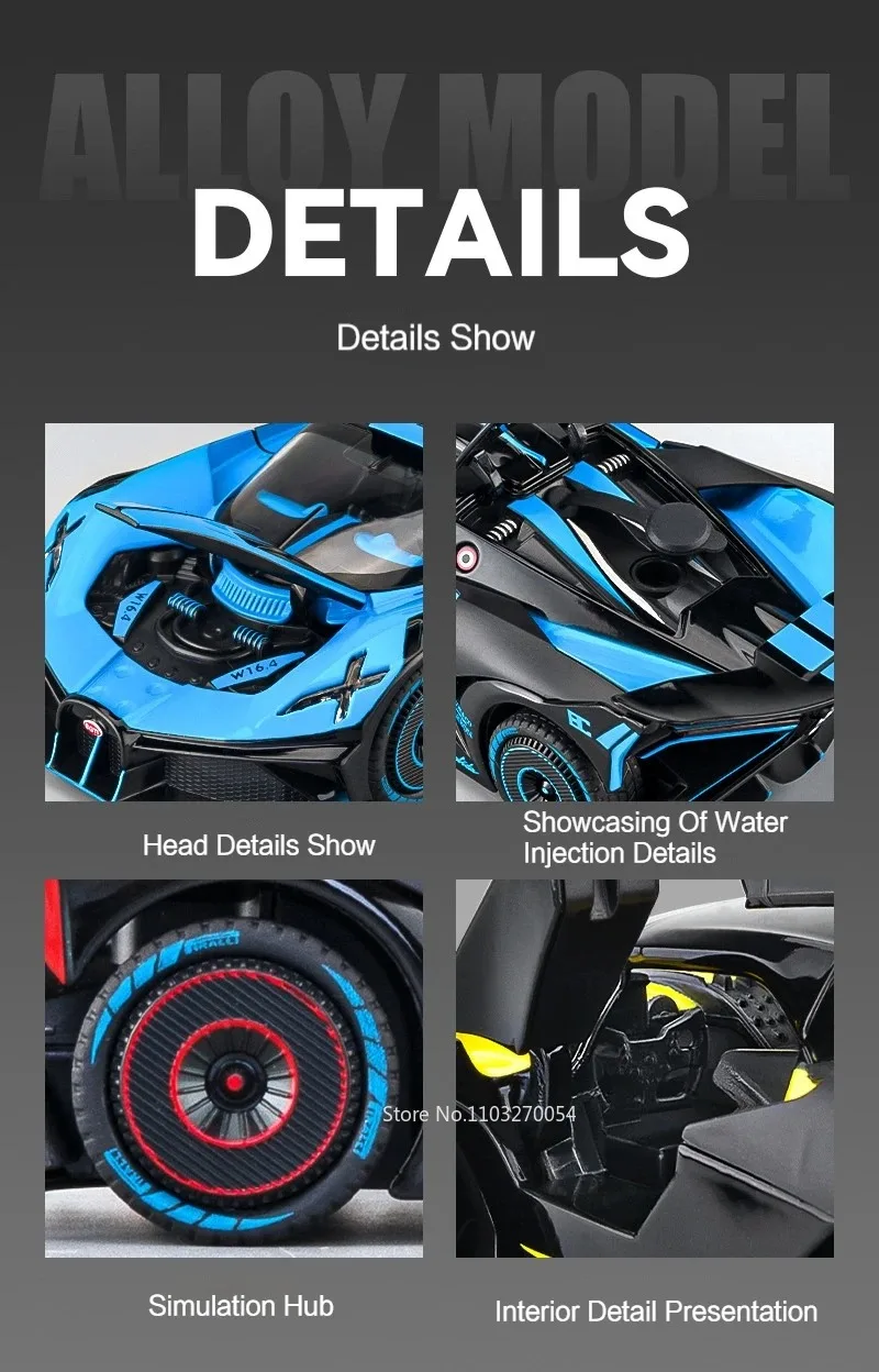 1:24 Bolide Revuelto Legierung Modell Diecast Auto Spielzeug Türen Geöffnet Sound Licht Zurückziehen Miniatur Fahrzeug Junge Erwachsene Geburtstag Geschenk – Detail 12