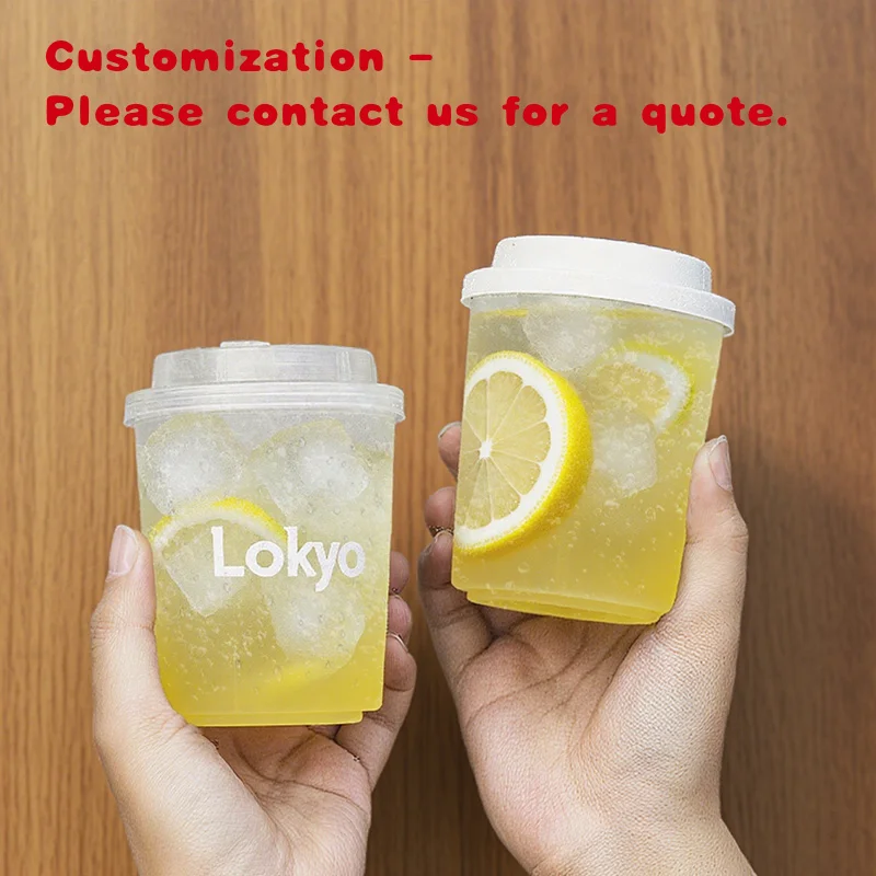 custom.LOKYO 700ml Straight Frosted Cups Disposable Reusable PP Boba Tea Bubble Cup Custom Plastic Cups