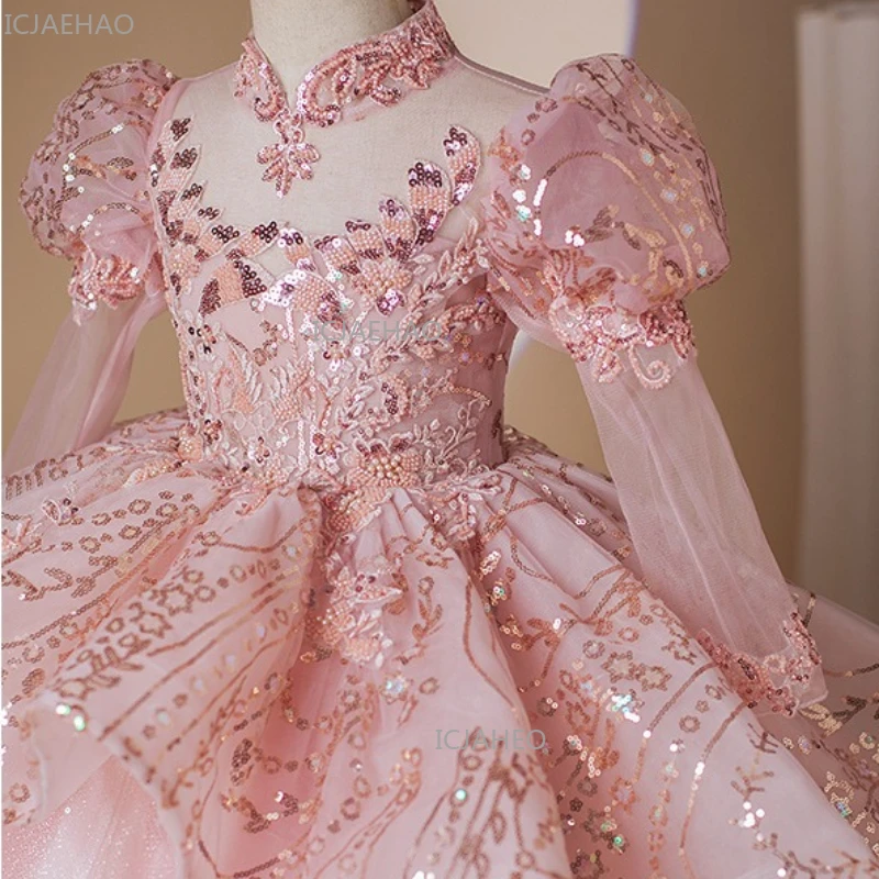 2026 Girls Birthday Princess Dress Flower Girl Host Recitation Formal Party Celebration Eid Mubarak Piano Performance Gown Kids