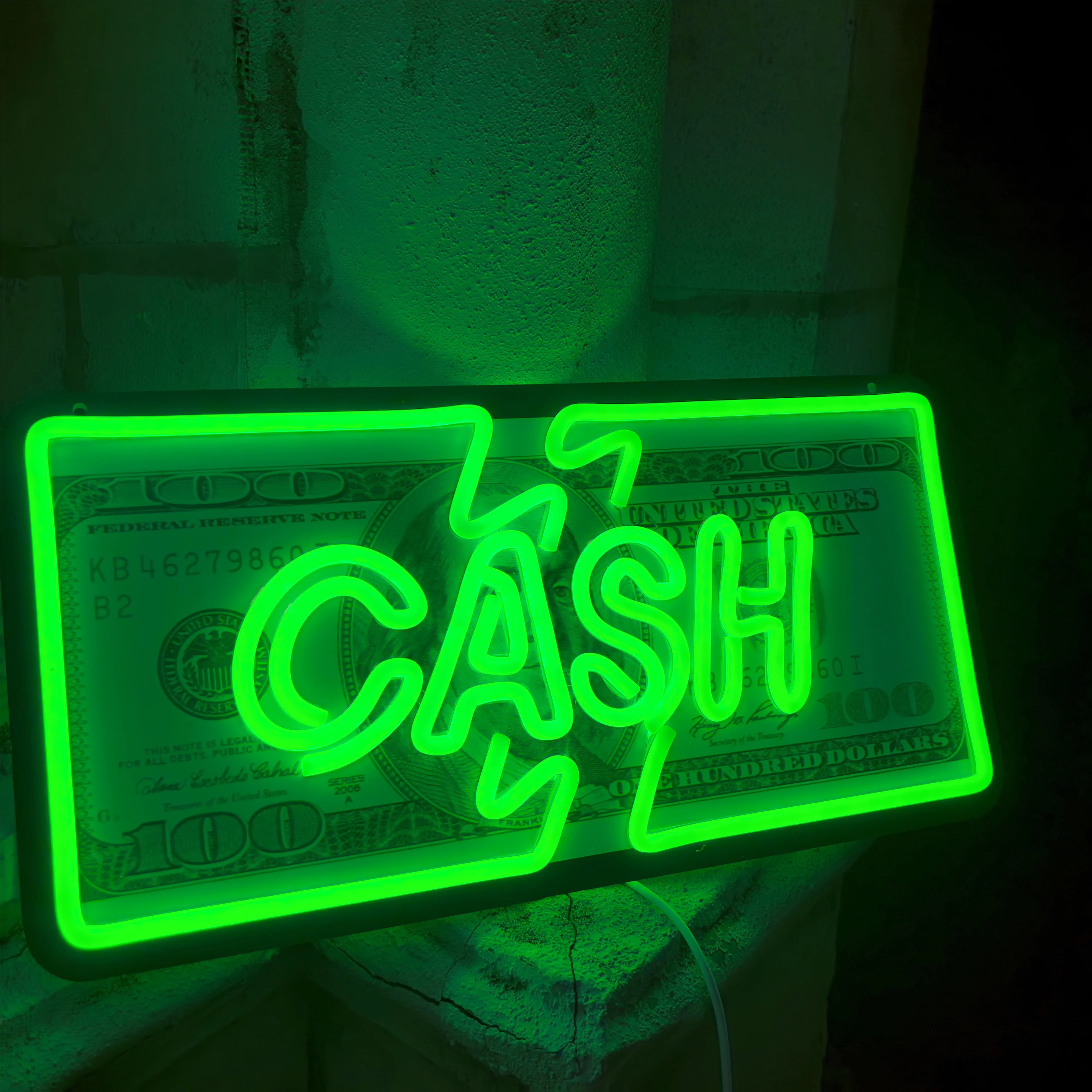 Imagem -06 - Arte Neon Assinar com Imagem Artwork Dinheiro Led Sign Dólar Wall Art