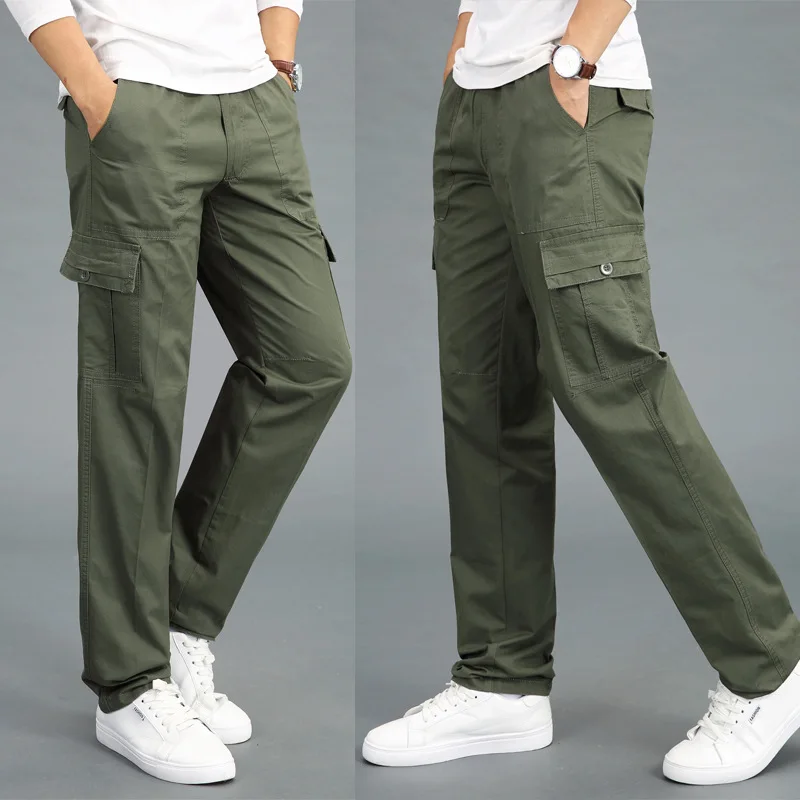 

L-6XL Big Size Men Comfortable Cotton Pants Casual Style Man Multiple Pockets Trousers