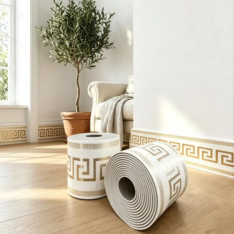 1 Roll Self-Adhesive Skirting Board Thicken Anti-Collision Waterproof Waistline Living Decorat Wall Stickers Sill Staircase Room
