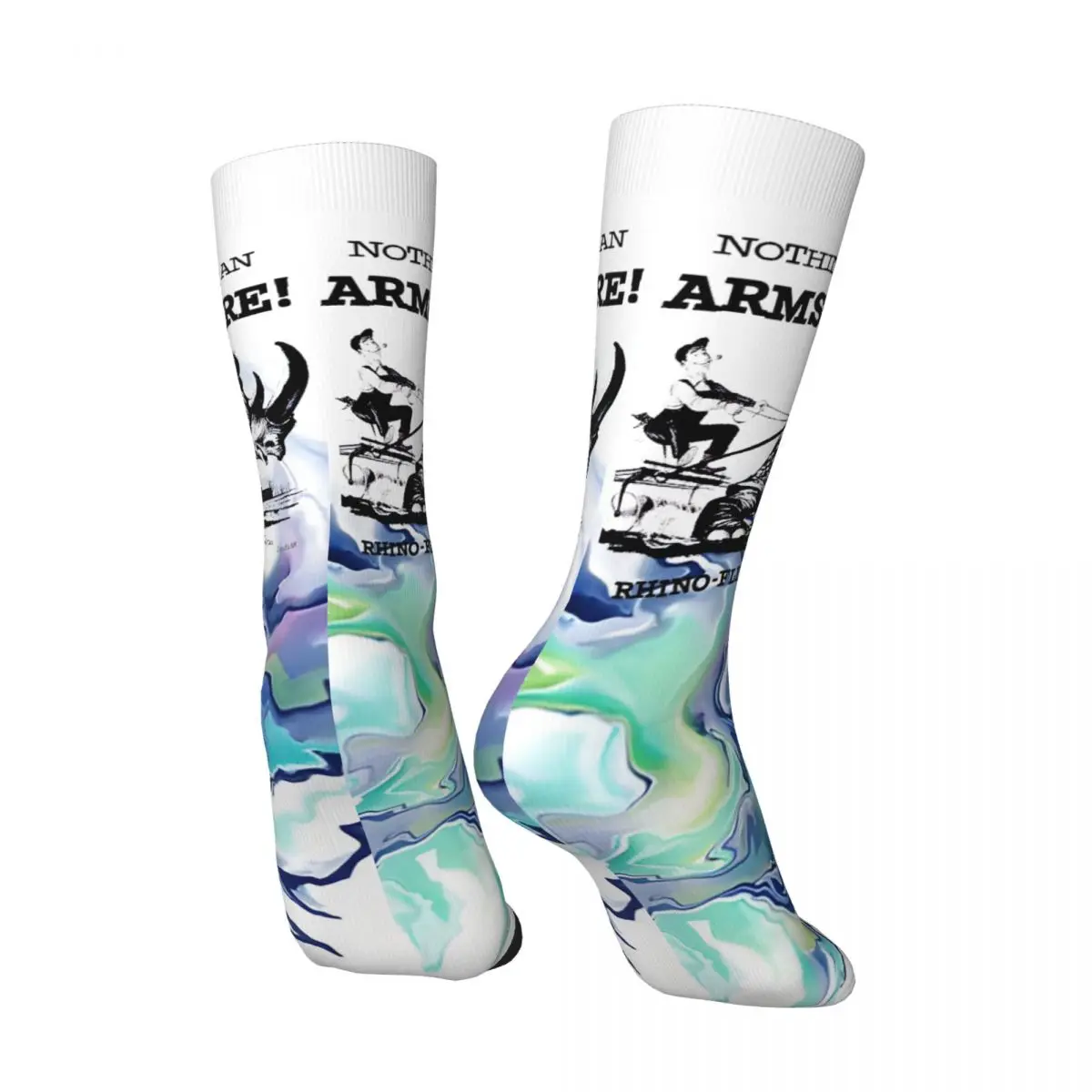 Vintage Transparency Men's compression Socks Unisex Rhino Harajuku Pattern Printed Novelty Crew Sock