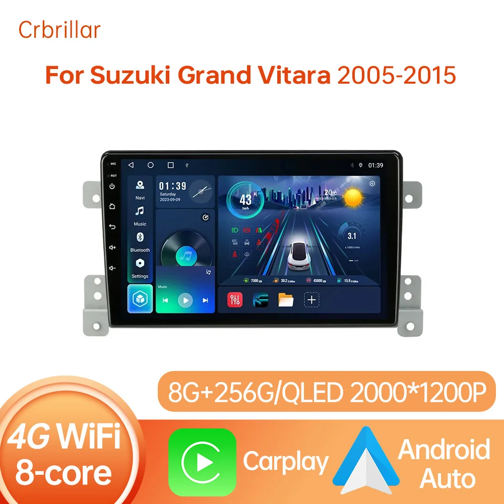 Android 12 Carplay Car Radio for Suzuki Grand Vitara 3 2005 - 2015 Multimedia Player 2 Din Navigation GPS IPS Stereo DVD