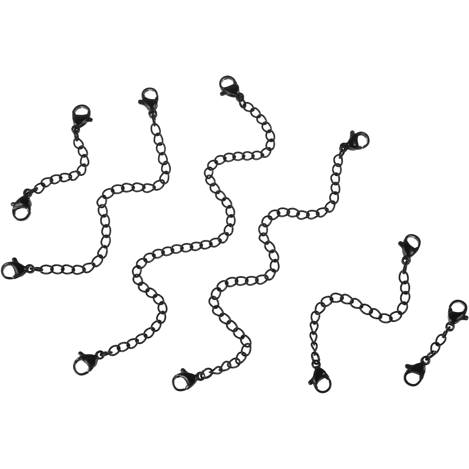 

6pcs Stainless Steel Extender Chain 30Mm+50Mm+75Mm+100Mm+125Mm+150Mm Black Jewelry Making Findings Necklace Bracelet Extension