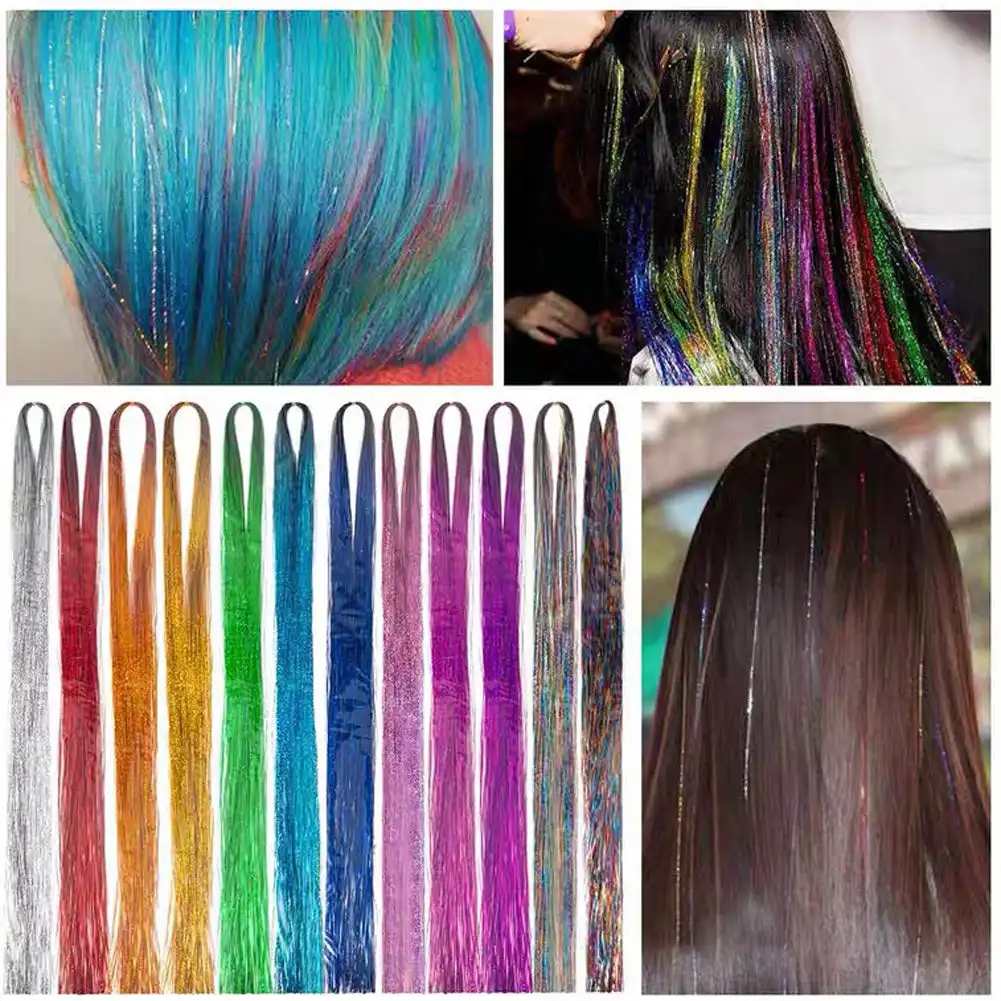 New Sparkle Hair Tinsel Heat Resistant Multi-color Colors 93cm Glitter Fairy Hair Accessories Perfect For Christmas New Year