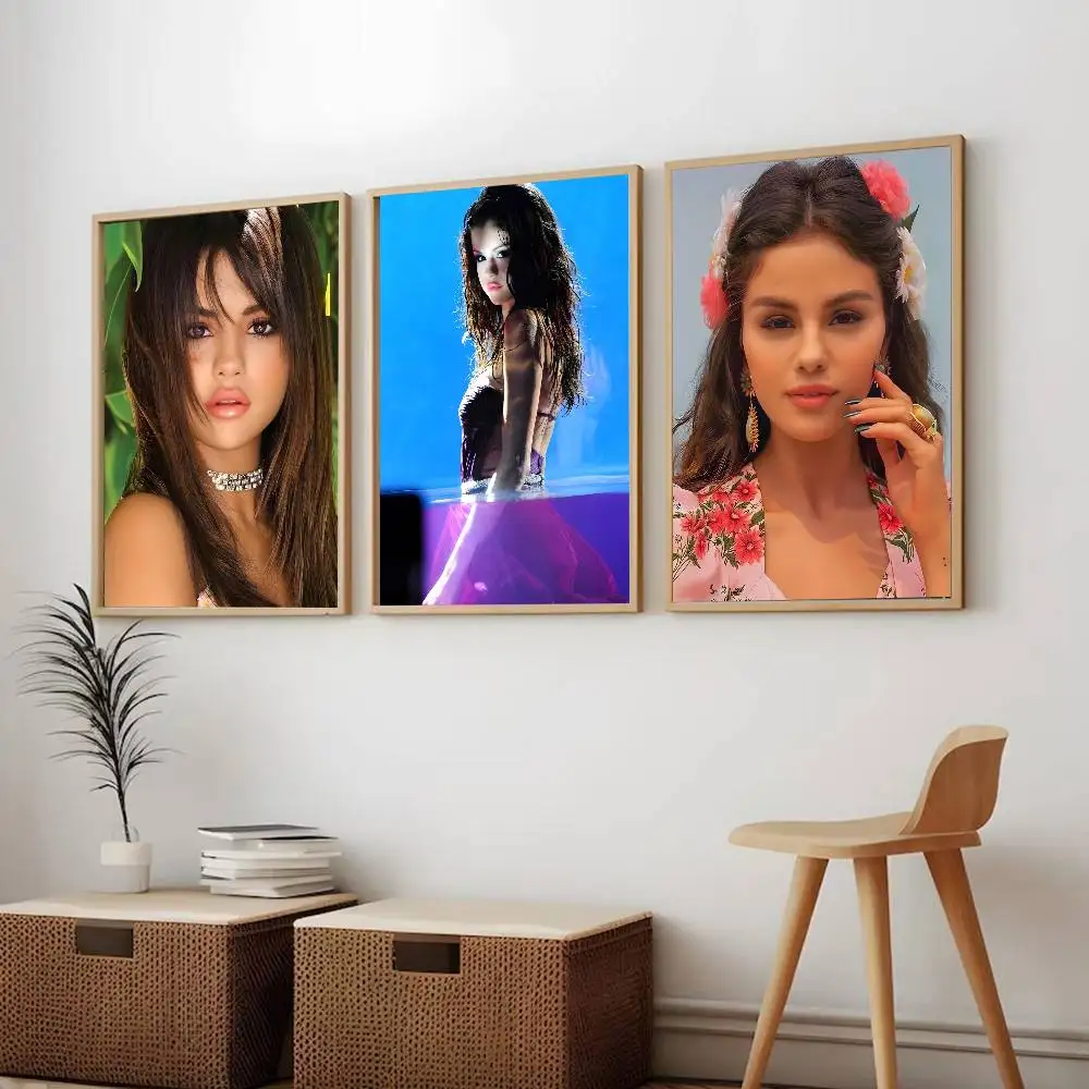 المغني S-Selena Gomez ملصق فني ذاتي اللصق ملصق مضاد للمياه مقهى غرفة النوم جدار ديكور