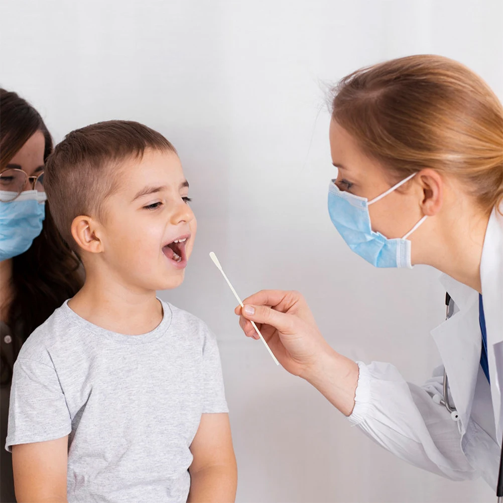 200 szt. Flokowane patyczki do pobierania próbek jamy ustnej, jednorazowe, sterylne patyczki do pobierania próbek nosowo-gardłowych, przenośne patyczki do pobierania próbek, profesjonalne.