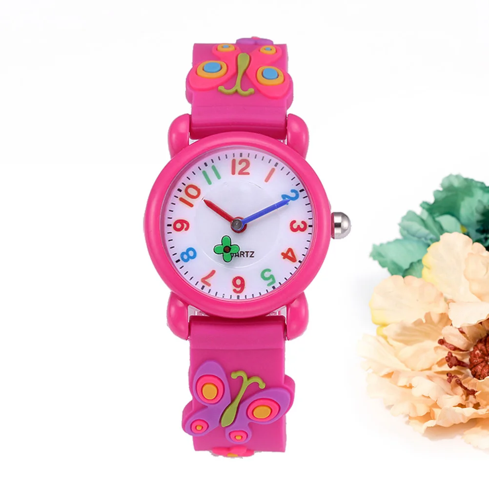 Cuarzo resistente al agua para reloj de pulsera analógico ajustable de dibujos animados 3D reloj rosado reloj de cuarzo
