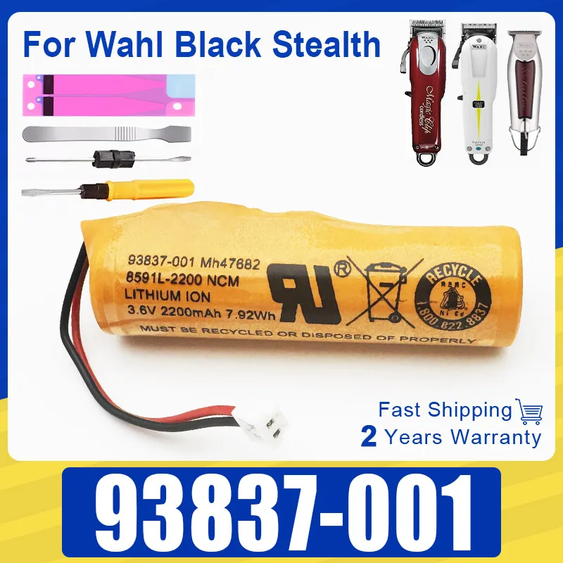 Electric Clipper 2200mAh Battery for Wahl Black Stealth,Beretto Chrome Magic Clip Senior Cordless Sterling 4 8591L 8504L + Tool