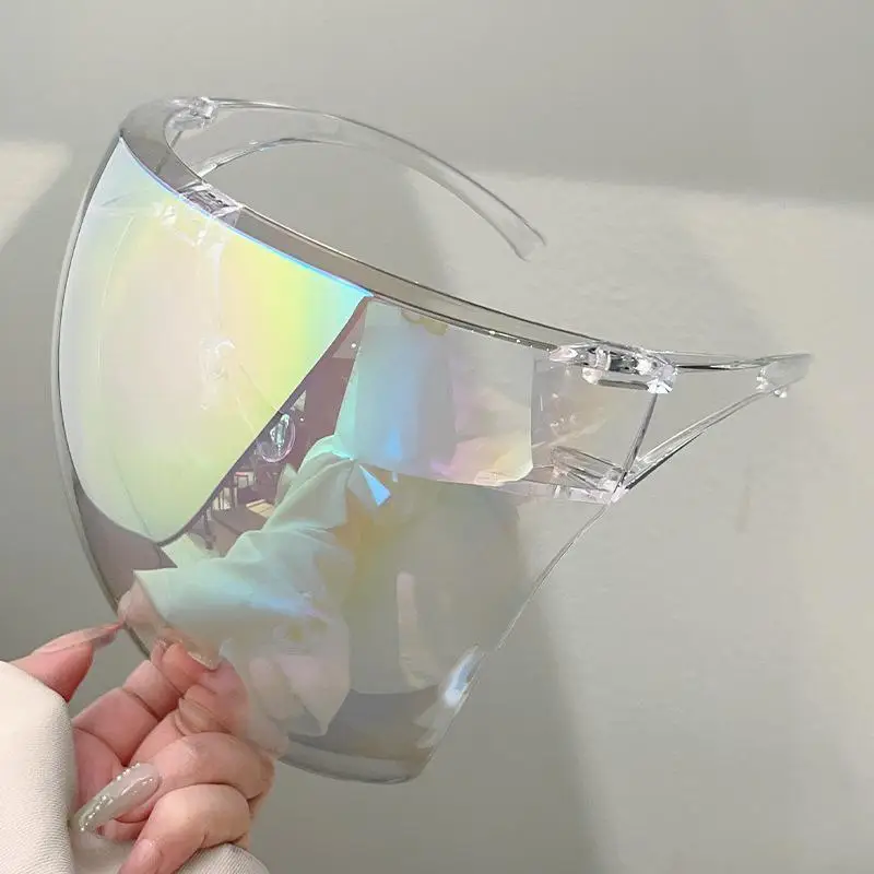 Color Plated Full Face Shield Goggles Anti Dust Windproof Oil Splash UV Protection Safety Glasses For Outdoor Cycling