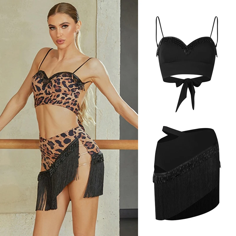 2025 ZYM Latin Dans Kleding Vrouwen Cha Cha Top Omzoomde Rokken Volwassenen Samba Ballroom Danswedstrijd Kostuum Stadium Slijtage 13029