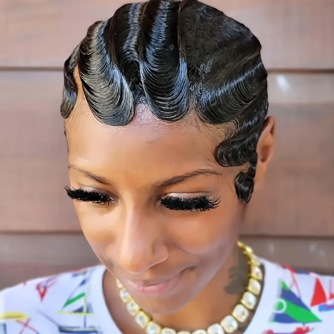 Short Finger Wave Wig Brazilian Human Hair Wig For Women Short Water Wave Deep Wave Wig Pixie Cut Wigs For Daily And Party Use image 2