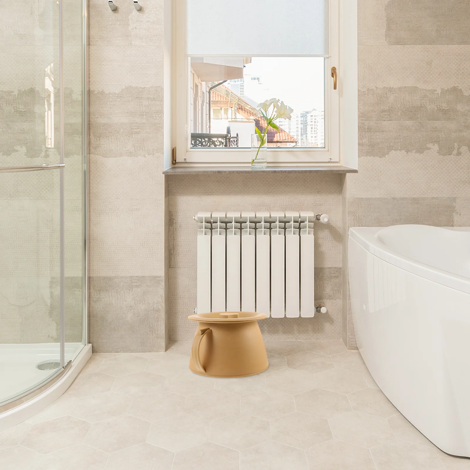 وعاء الغرفة، دلو البول البلاستيكي مع غطاء، مبصقة سرير محمولة للأطفال المسنين، للاستخدام المنزلي، خفيفة الوزن ومتينة